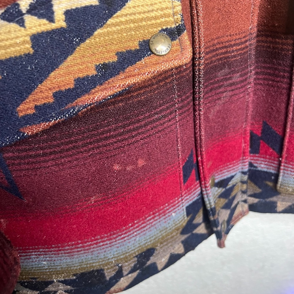 Vintage HIgh Grade Western WearB multicolored Pendleton Aztec wool Jacket Size L - Picture 9 of 12